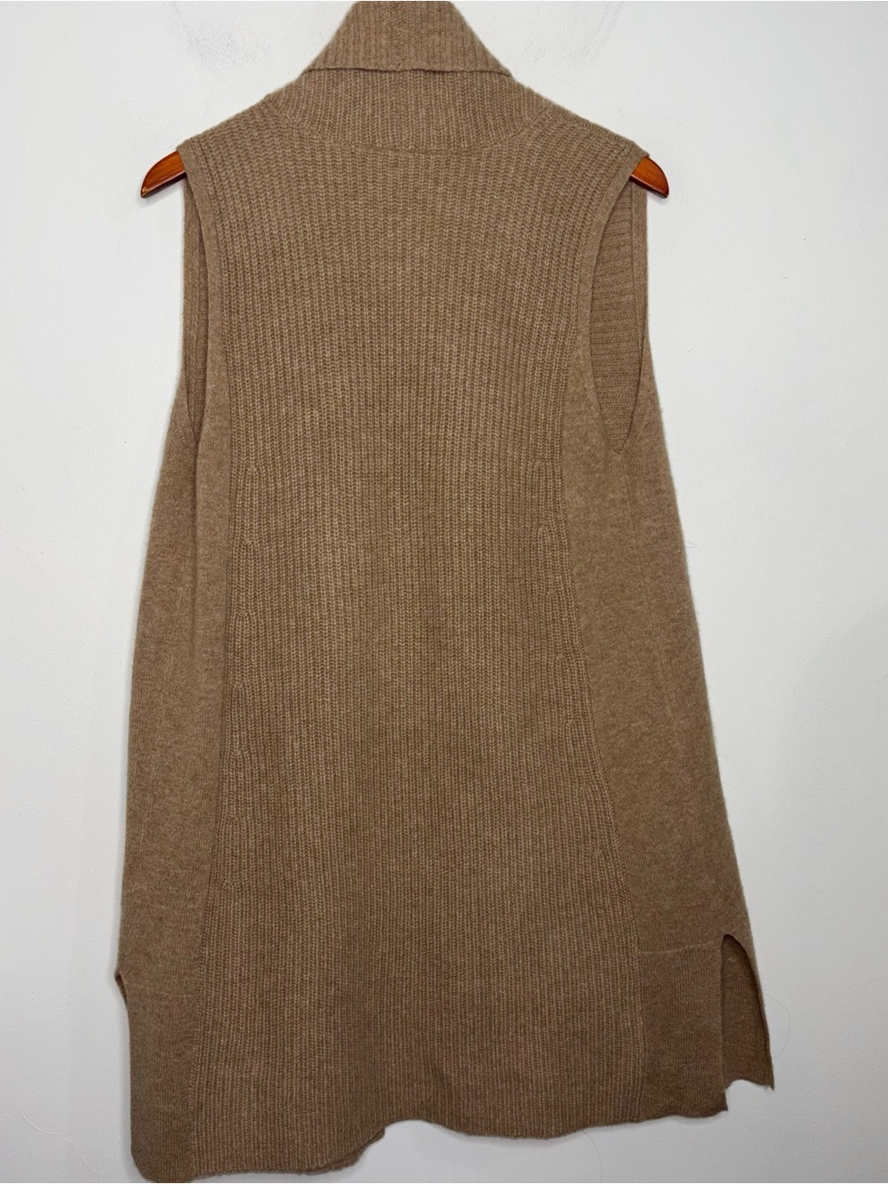 Charter Club Sleeveless Open Front Cashmere Sweater Vest M Camel Brown - Picture 6 of 13